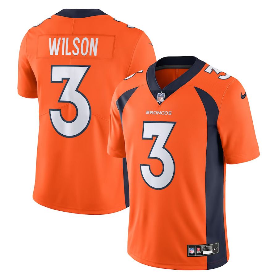 Men Denver Broncos #3 Russell Wilson Nike Orange Vapor Untouchable Limited NFL Jersey